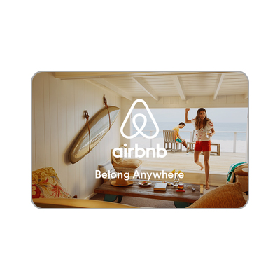 AIRBNB<sup>&reg;</sup> $250 Gift Card - Amazing places to stay and things to do all around the world. The perfect getaway, everything from lakeside cabins to secluded beach houses to apartments in the heart of the city. Immersive experiences, from guided tours to lessons and tastings, led by local experts.